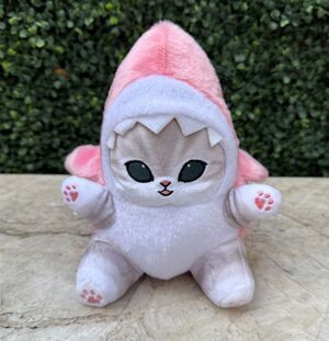Mofusand Stuffed Toy Pink Shark Gray Cat Character Plush Doll -NWT-